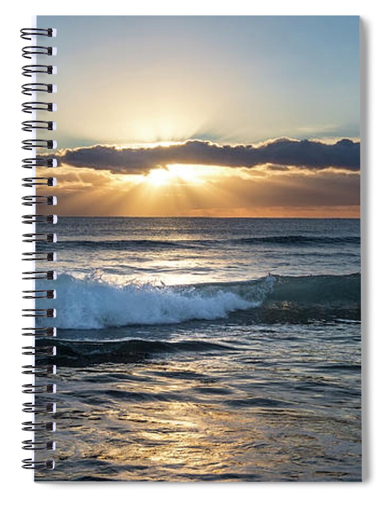 Clouds Spiral Notebook featuring the photograph Sea and Surf Panorama by Debra and Dave Vanderlaan