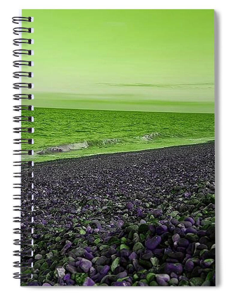 Beach Spiral Notebook featuring the photograph Sea Escape In Lime Green by Rowena Tutty