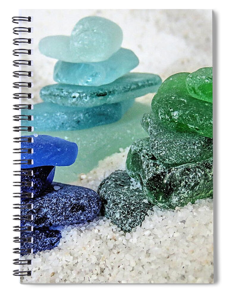 Sea Glass Spiral Notebook featuring the photograph Sea glass Stacks by Janice Drew