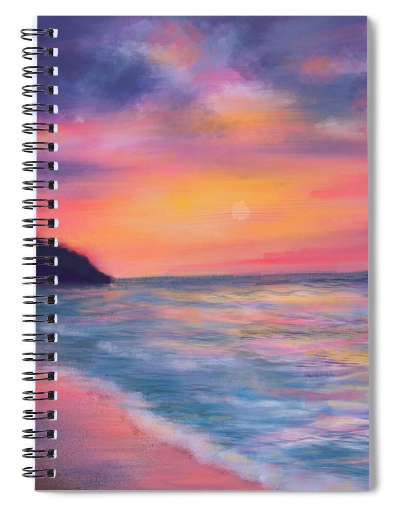 Ocean Spiral Notebook featuring the painting Sea of Tranquility by Susan Sarabasha
