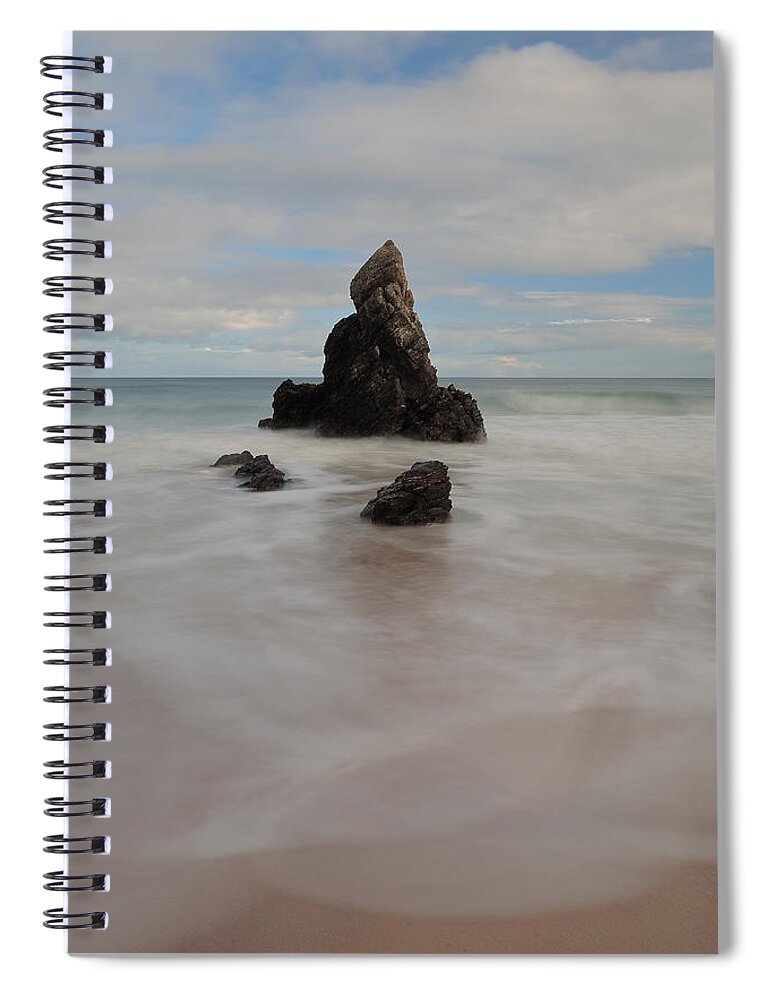 Durness Spiral Notebook featuring the photograph Sea Stack on Sango Bay by Maria Gaellman