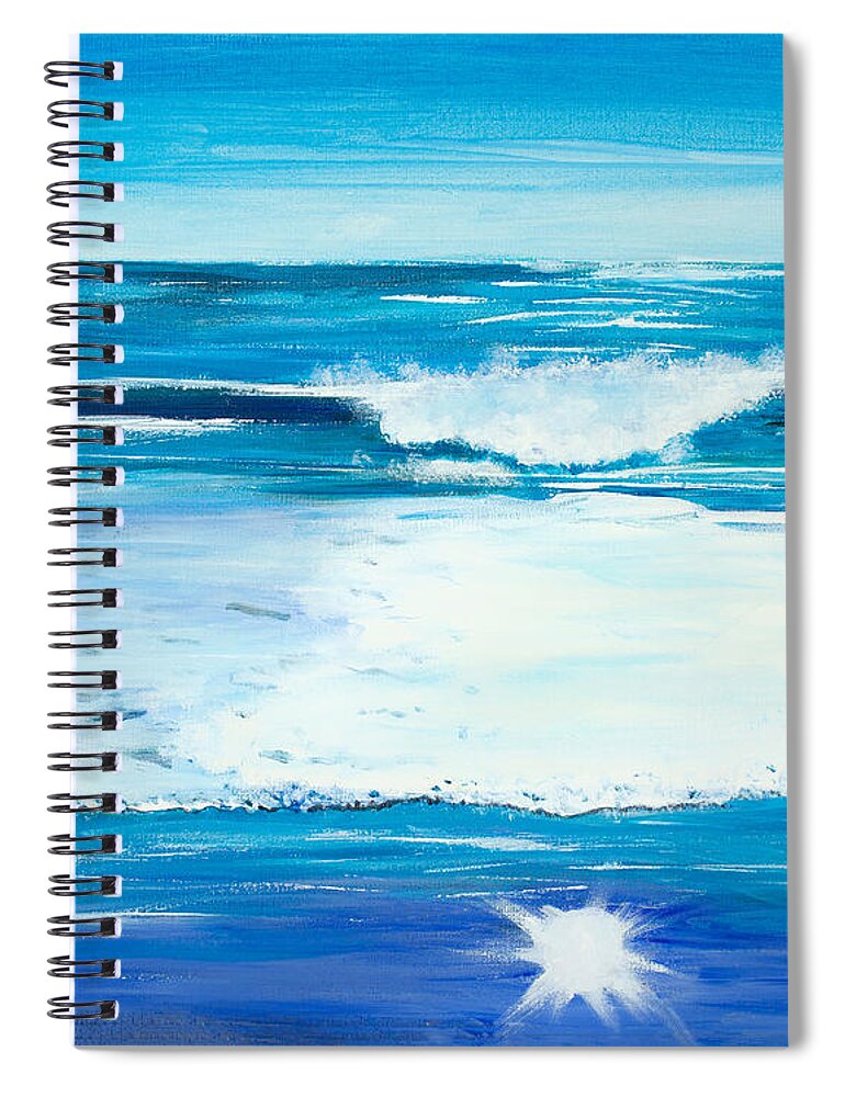  Turquoise Sea Spiral Notebook featuring the painting Sea Star 16 x 20 by Santana Star