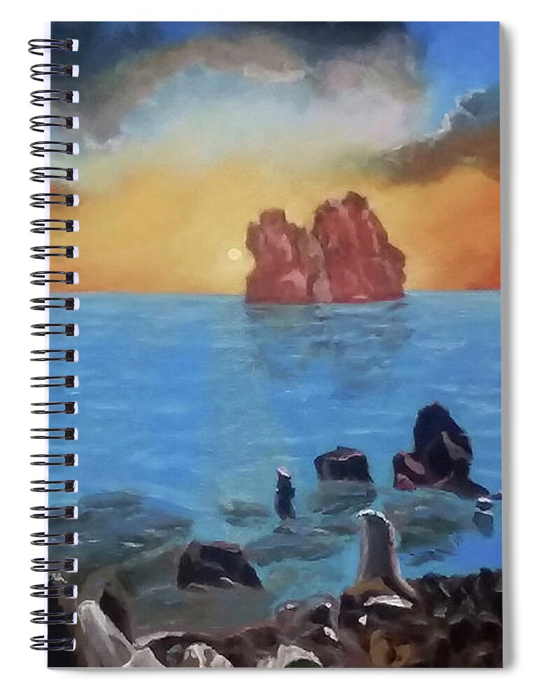Sea Spiral Notebook featuring the painting Sea Sunset by Stan Hamilton