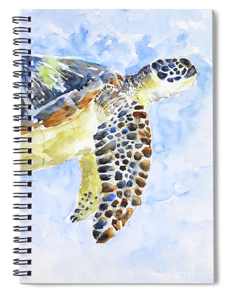 Sea Turtle Spiral Notebook featuring the painting Sea Turtle #25 by Claudia Hafner