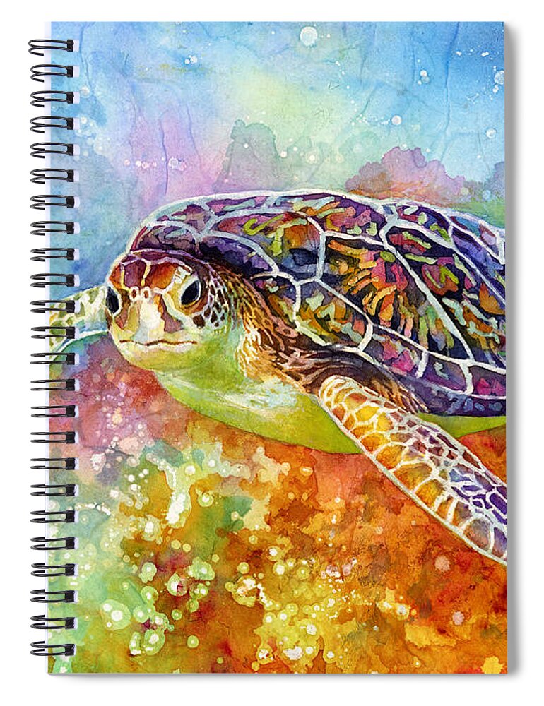 Turtle Spiral Notebook featuring the painting Sea Turtle 3 by Hailey E Herrera