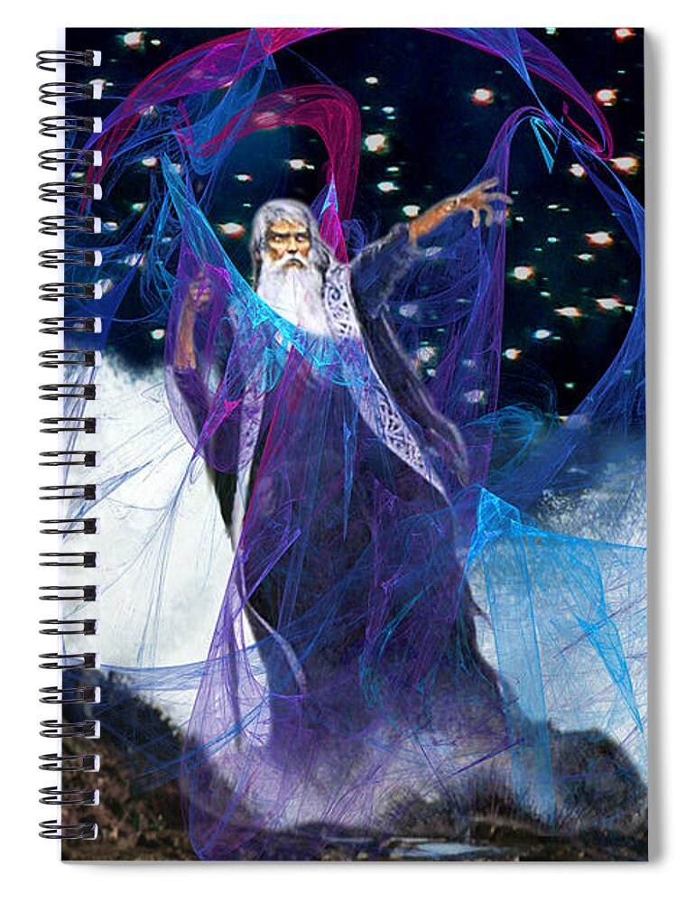 Sea Spiral Notebook featuring the digital art Sea Wizard by Lisa Yount