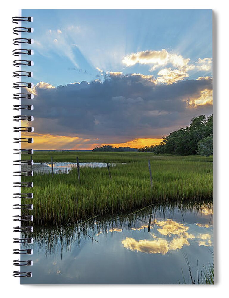Seabrook Island Spiral Notebook featuring the photograph Seabrook Island Sunrays by Donnie Whitaker