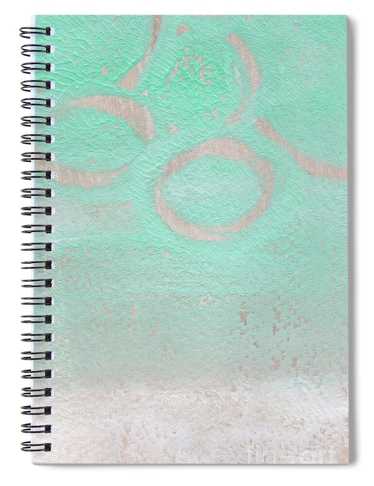 Abstract Spiral Notebook featuring the mixed media Seaglass by Linda Woods