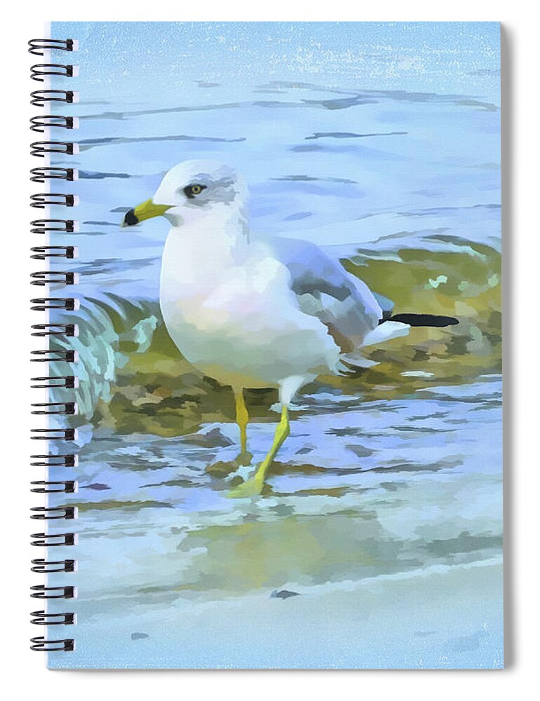 Animals Spiral Notebook featuring the digital art Seagull by Nina Bradica