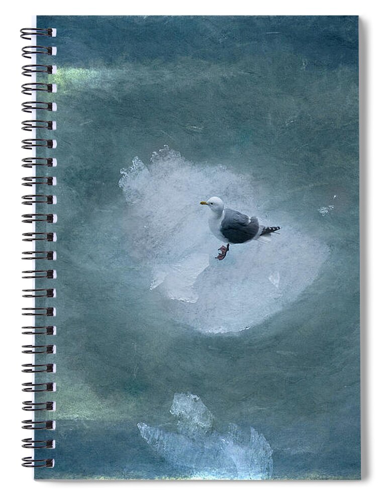 Seagull On Ice Flow Spiral Notebook featuring the digital art Seagull on Iceflow by Victoria Harrington