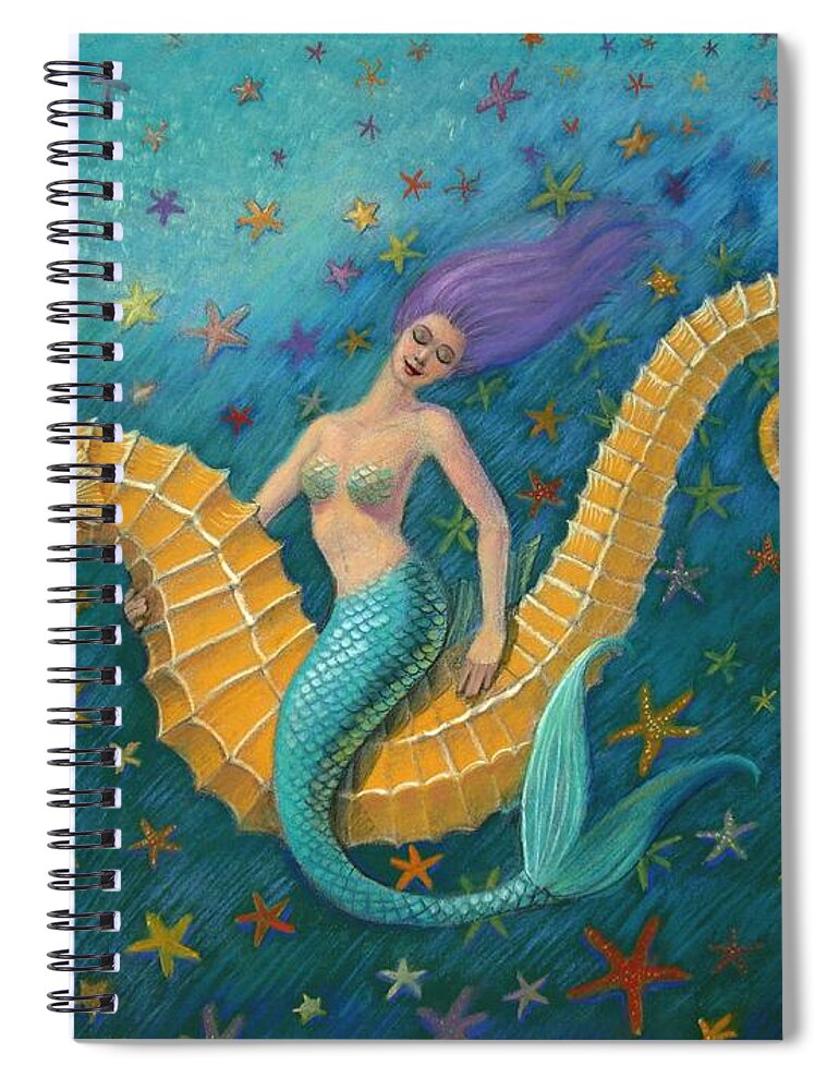 Mermaid Spiral Notebook featuring the painting Seahorse Mermaid by Sue Halstenberg