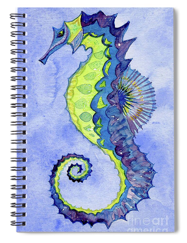 Seahorse Spiral Notebook featuring the painting Seahorse Noveau by Anne Marie Brown