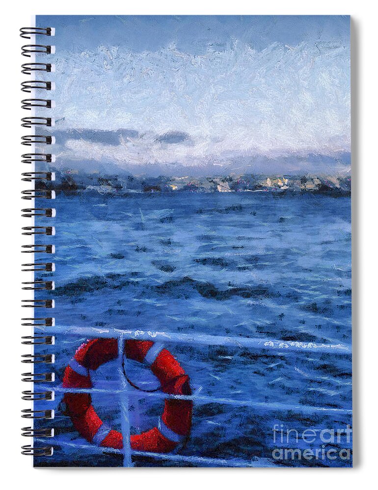 Painting Spiral Notebook featuring the painting Seascape by Dimitar Hristov