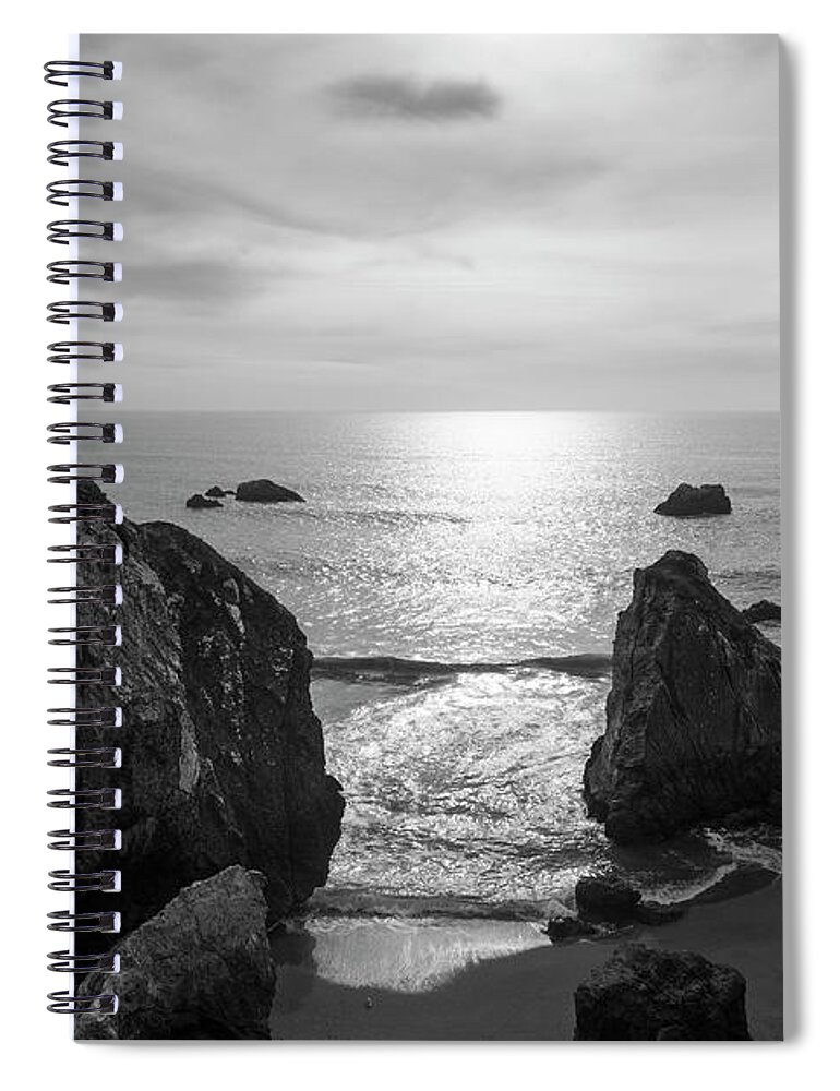 Pacific Spiral Notebook featuring the photograph Seascape Jenner California III BW by David Gordon