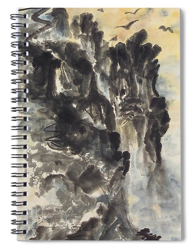 Seascape Spiral Notebook featuring the painting Seascape Listening To The Sound Of The Sea by Nadja Van Ghelue