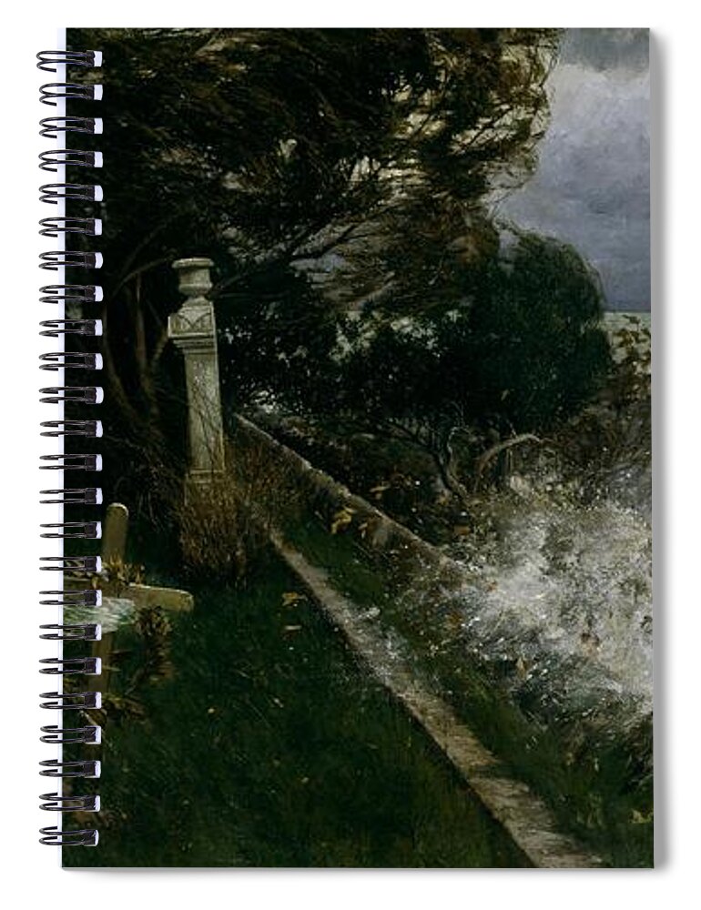 Adolf Hiremy-hirschl Spiral Notebook featuring the painting Seaside Cemetery by Celestial Images