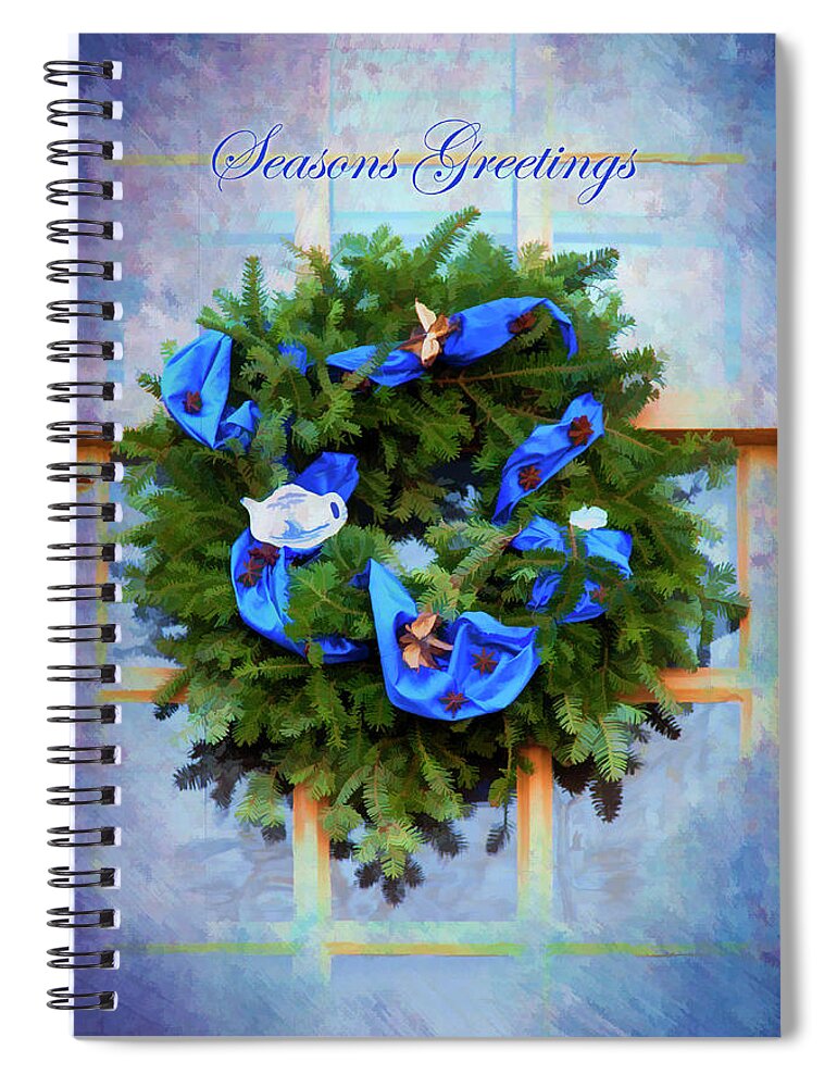 Wreath Spiral Notebook featuring the photograph Seasons Greetings by Amy Jackson