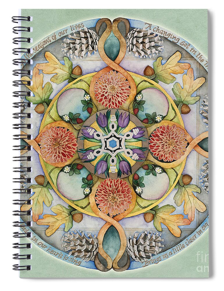 Mandala Spiral Notebook featuring the painting Seasons Mandala by Jo Thomas Blaine