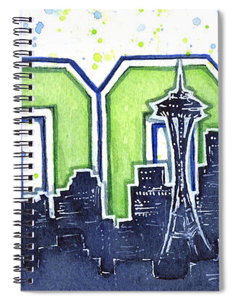 Seattle Spiral Notebook featuring the painting Seattle 12th Man Legion of Boom Painting by Olga Shvartsur