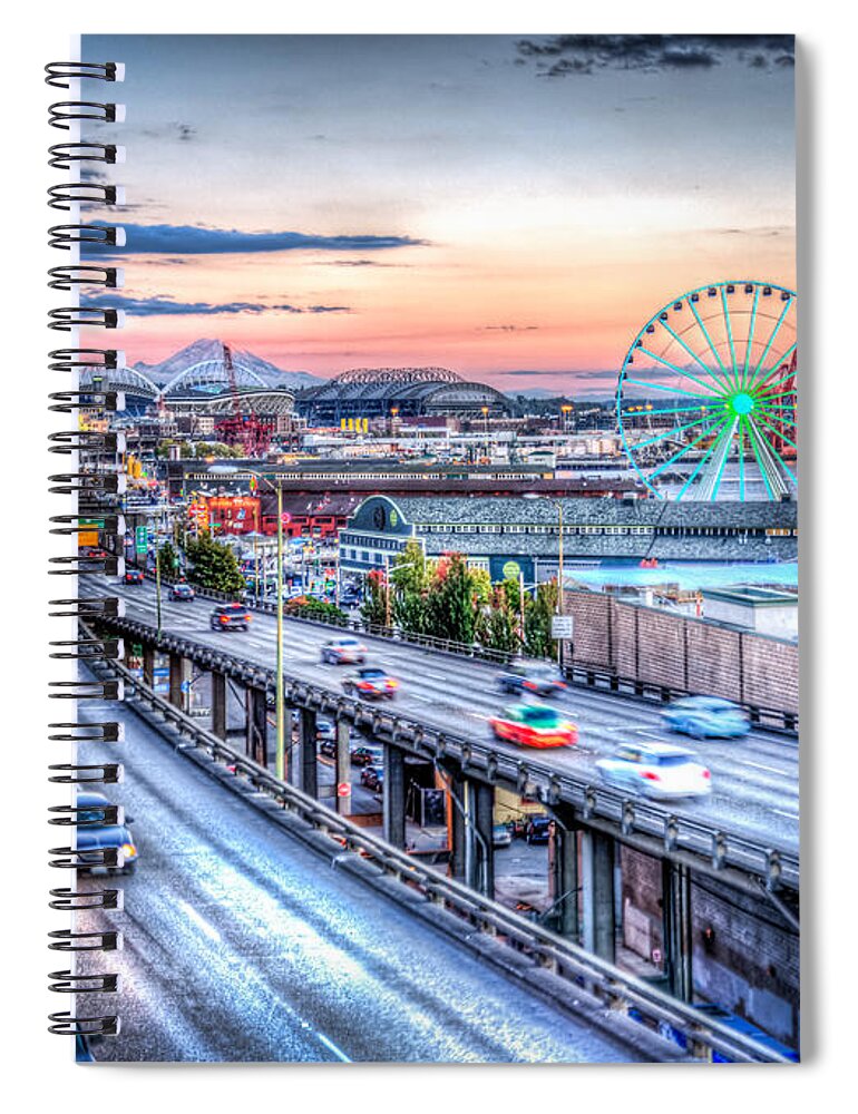 Seattle Spiral Notebook featuring the photograph Seattle at Twilight by Spencer McDonald