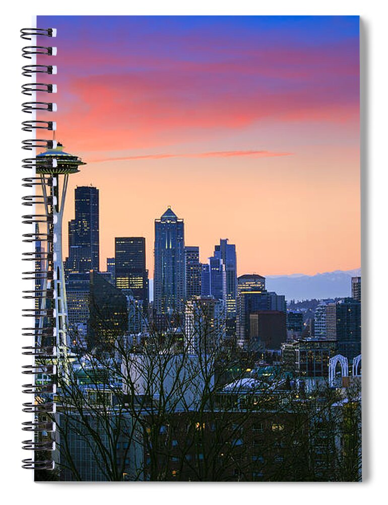 Seattle Spiral Notebook featuring the photograph Seattle Waking Up by Inge Johnsson