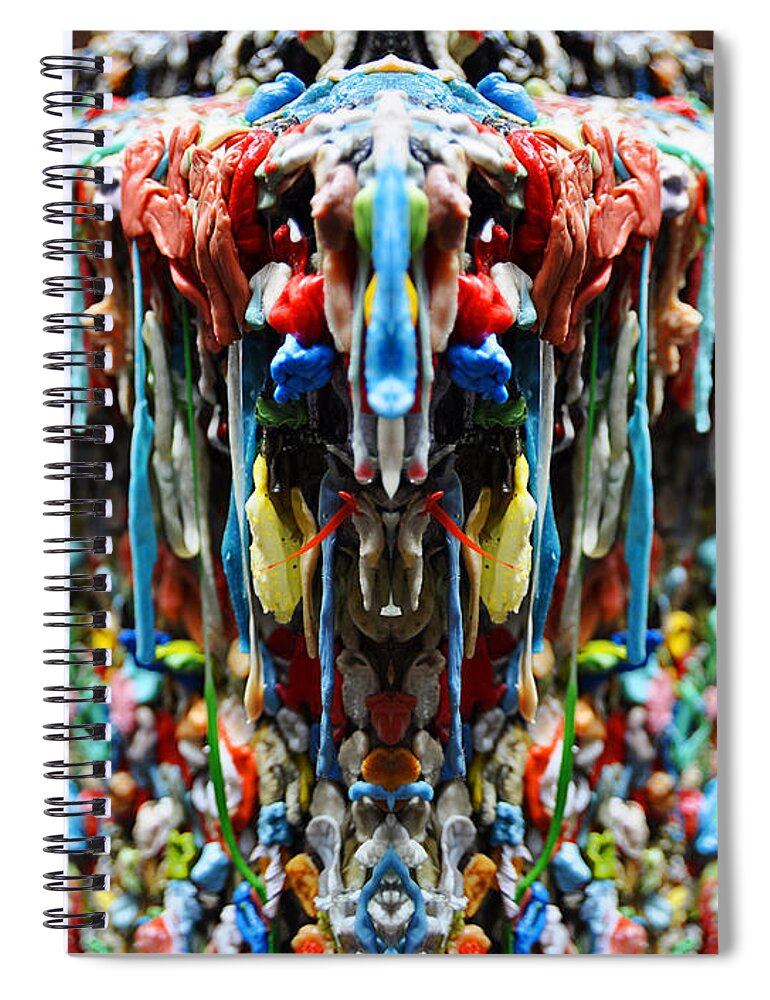Gum Spiral Notebook featuring the digital art Seattle Post Alley Gum Wall Reflection by Pelo Blanco Photo