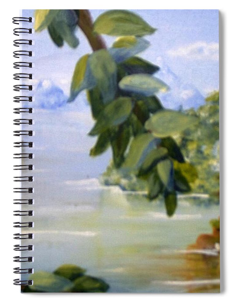 Landscape Spiral Notebook featuring the painting Secret Paradise by Saundra Johnson