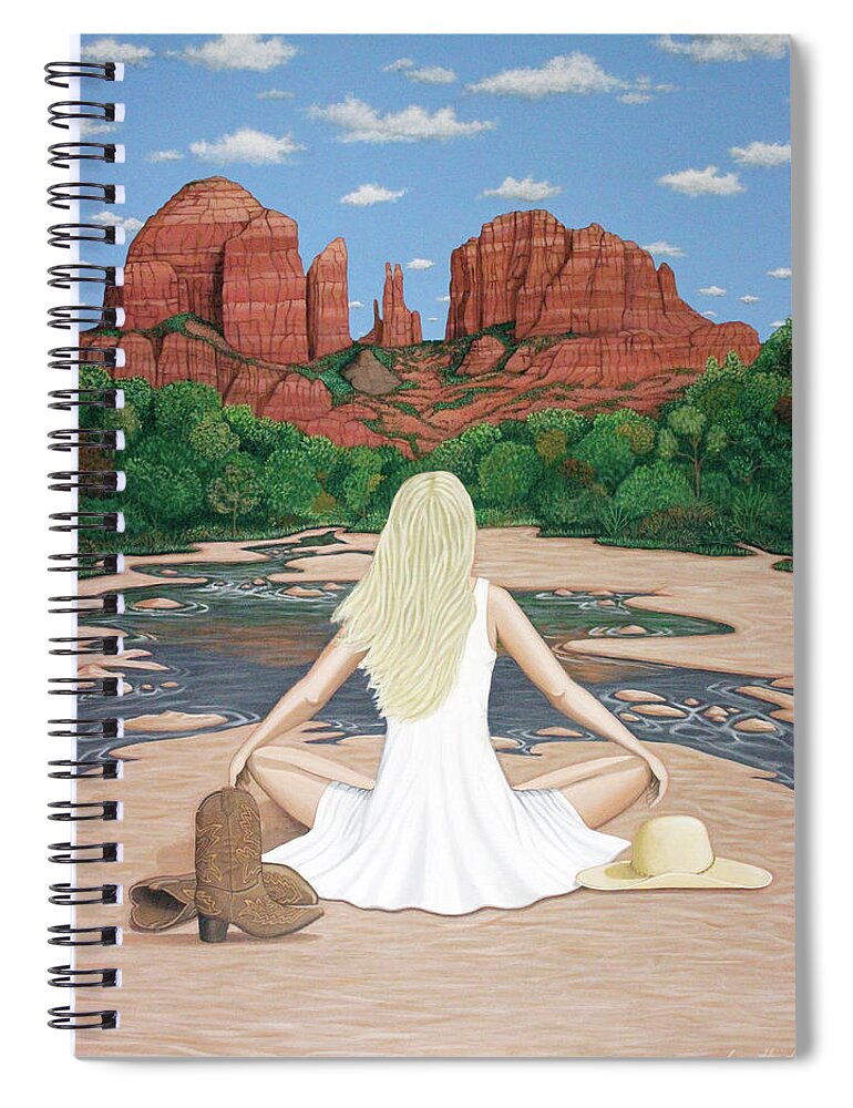 Sedona Spiral Notebook featuring the painting Sedona Breeze by Lance Headlee