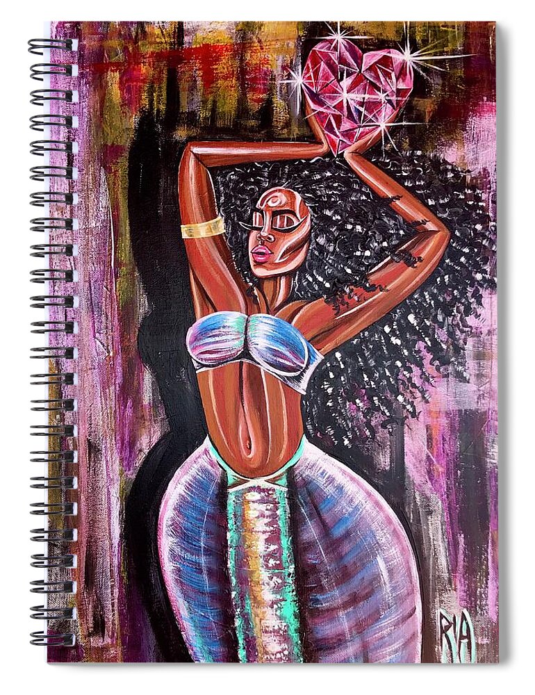 Lion Spiral Notebook featuring the painting Self Made Royalty by Artist RiA