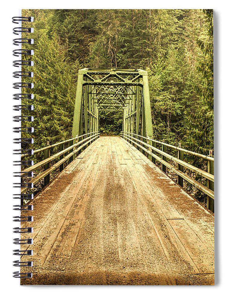 Green Spiral Notebook featuring the photograph Selway River Bridge by Brad Stinson