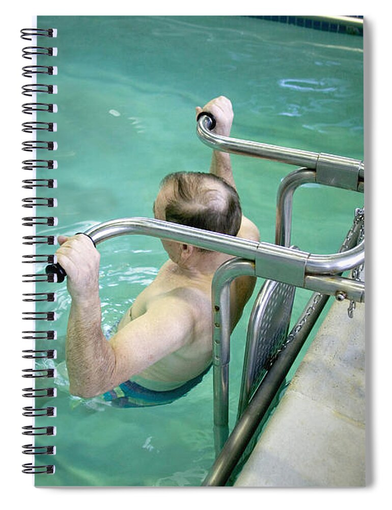 Senior Spiral Notebook featuring the photograph Senior In Exercise Pool by Inga Spence