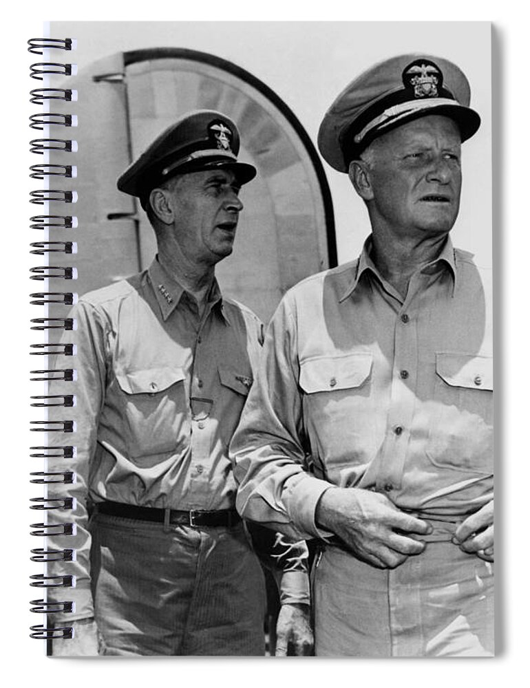 Wwii Spiral Notebook featuring the photograph Senior Naval Officers WW2 - Nimitz, King, Etc. by War Is Hell Store