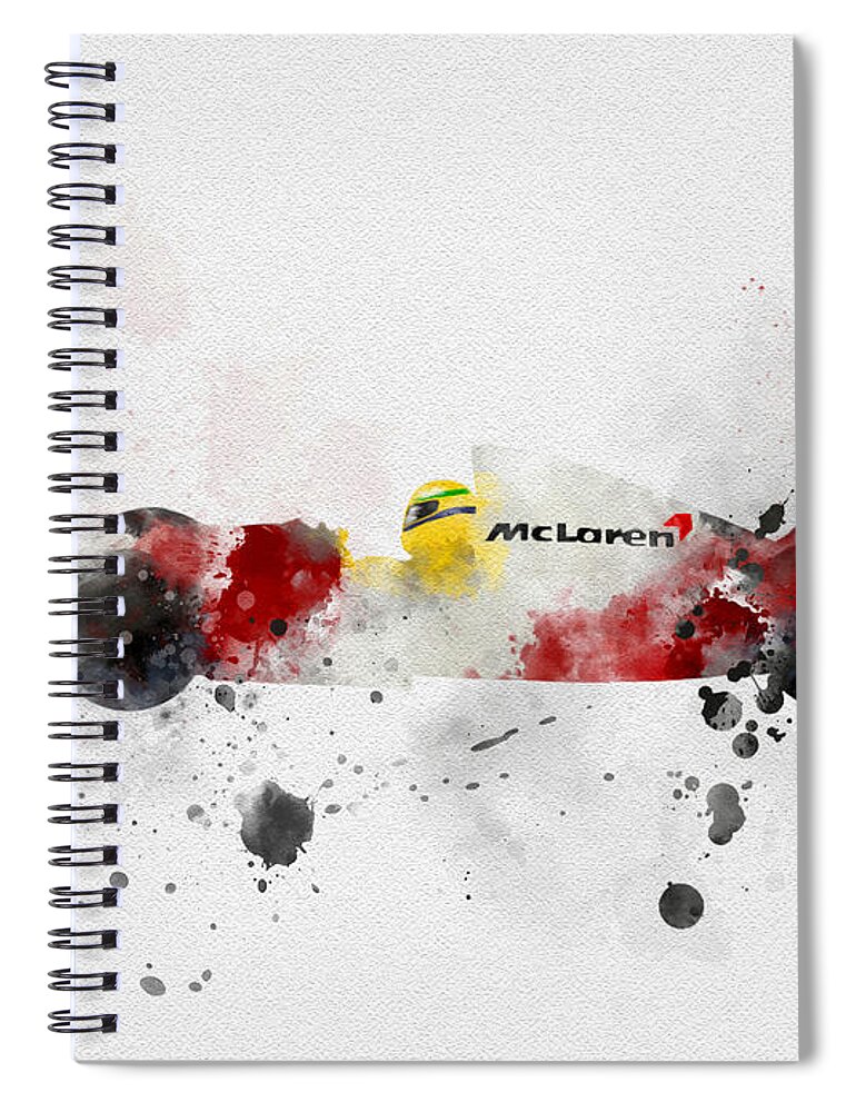 Ayrton Senna Spiral Notebook featuring the mixed media Senna by My Inspiration