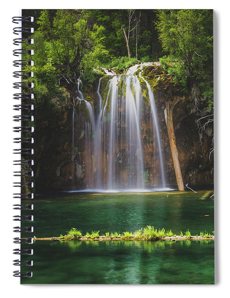 Beauty In Nature Spiral Notebook featuring the photograph Serene Hanging Lake Waterfalls by Andy Konieczny