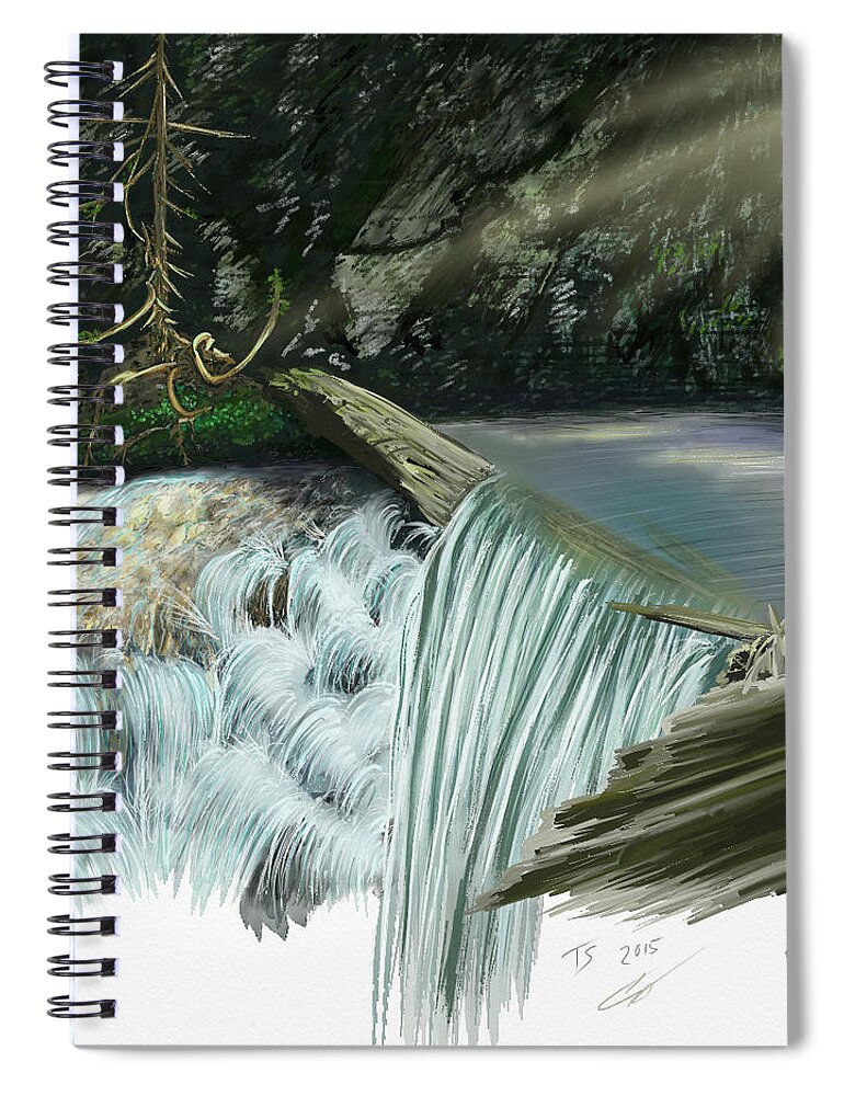Waterscape Spiral Notebook featuring the digital art Serene Oasis of Stagger Inn by Troy Stapek
