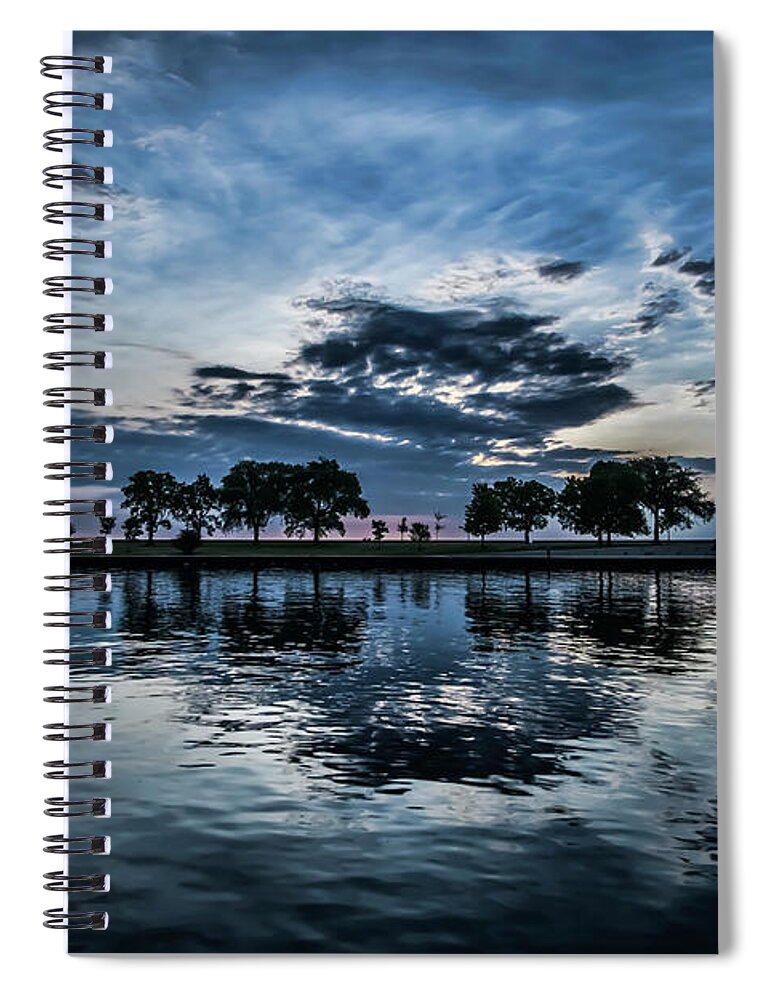 Belmont Harbor Spiral Notebook featuring the photograph Serene Summer water and clouds by Sven Brogren
