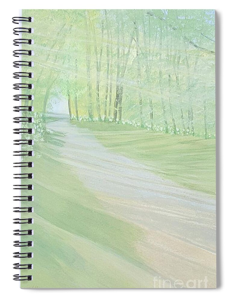 Green Spiral Notebook featuring the painting Serenity by Joanne ONeill