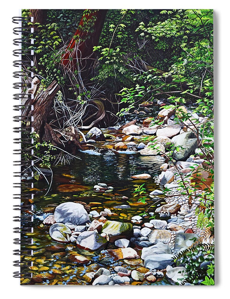 Mission Creek Spiral Notebook featuring the painting Serenity Now by Melanie Cossey