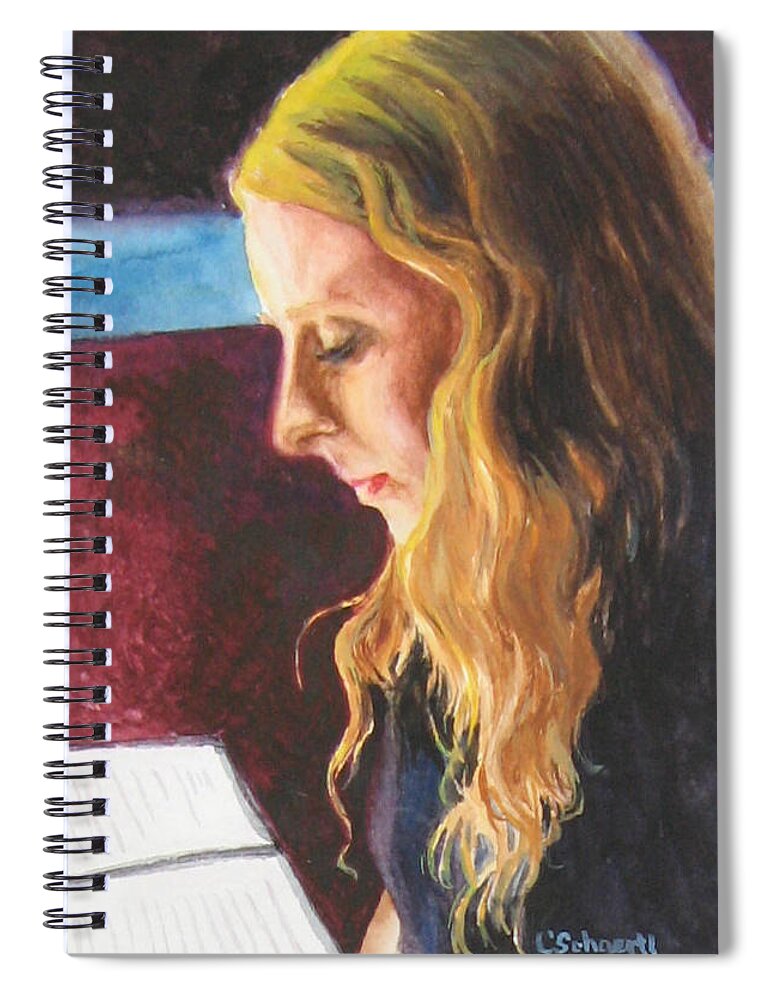 Figurative Spiral Notebook featuring the painting Serious Contemplation of a Menu by Connie Schaertl