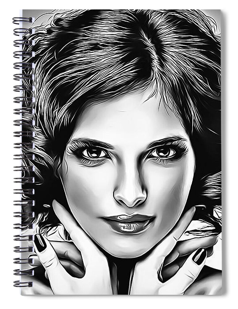 Pencil Spiral Notebook featuring the drawing Sesilya BW by Nenad Vasic