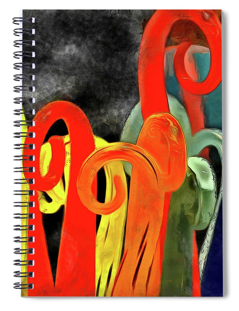 Candy Canes Spiral Notebook featuring the mixed media Seuss' Canes by Trish Tritz