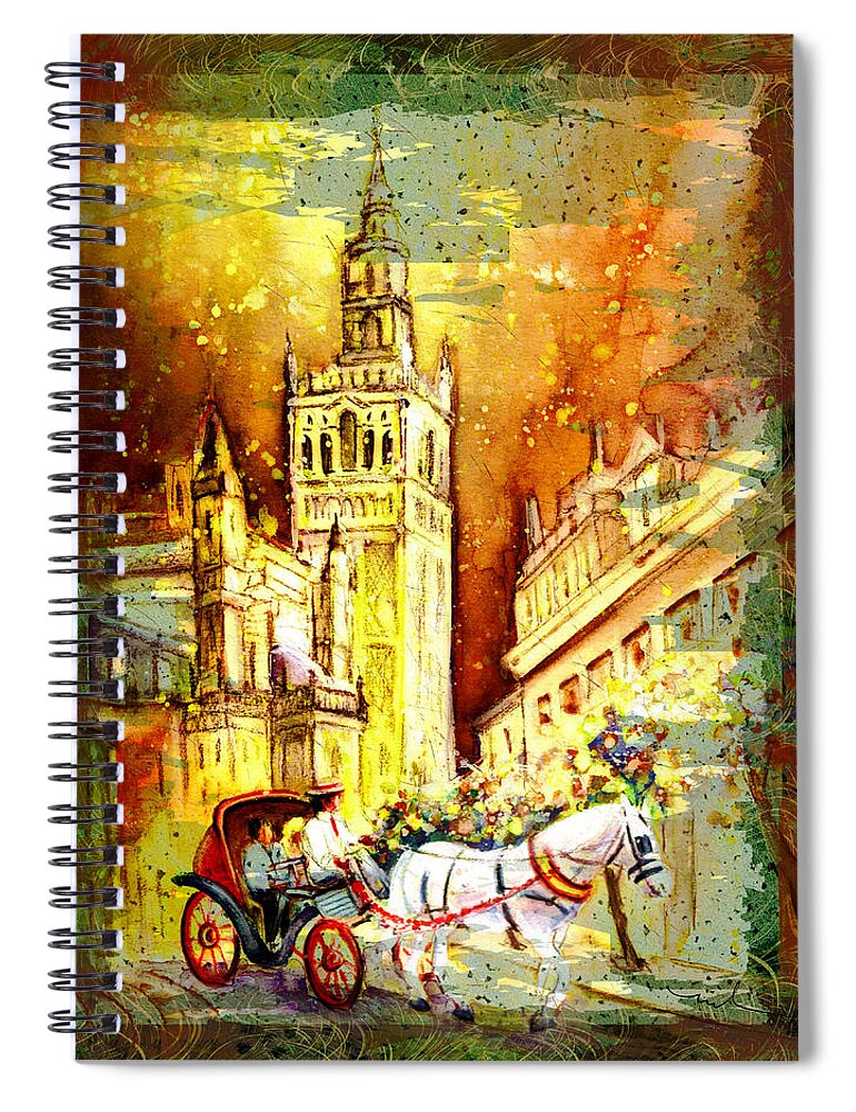 Travel Spiral Notebook featuring the painting Sevilla Authentic Madness by Miki De Goodaboom