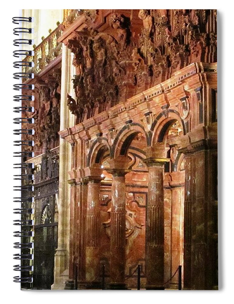 Seville Spiral Notebook featuring the photograph Seville Marble Wall II Cathedral Spain by John Shiron
