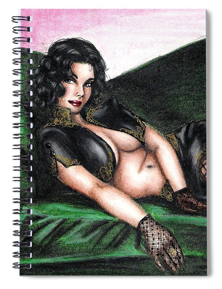 Figure Spiral Notebook featuring the drawing Sexy Flirt by Scarlett Royale