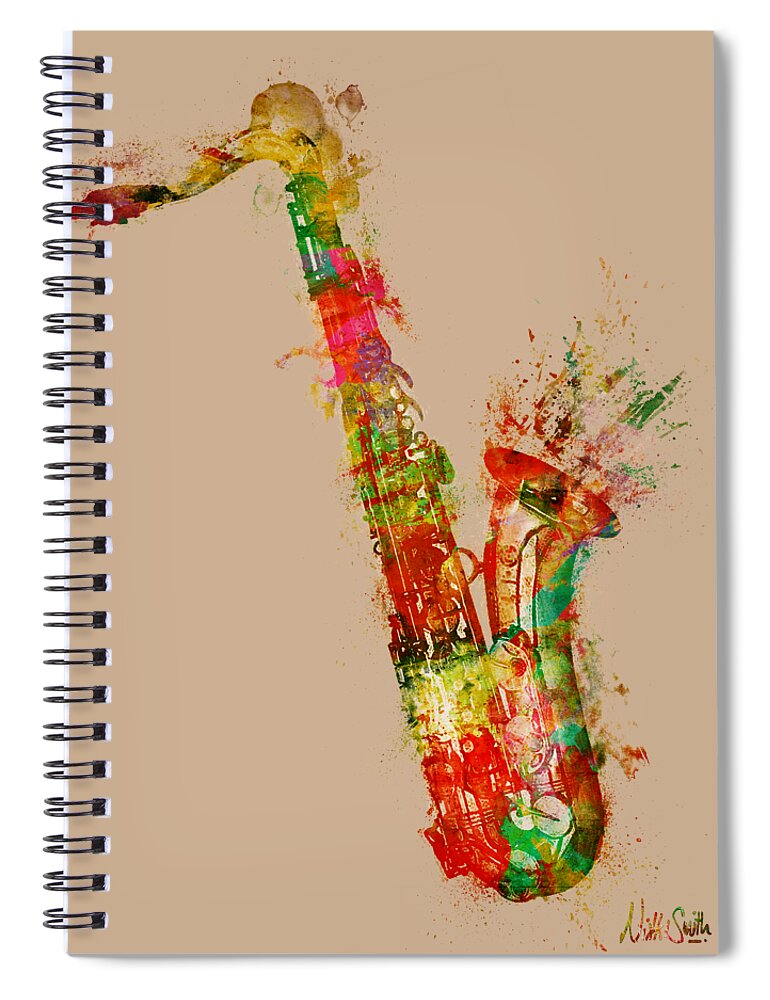 Saxophone Spiral Notebook featuring the digital art Sexy Saxaphone by Nikki Smith