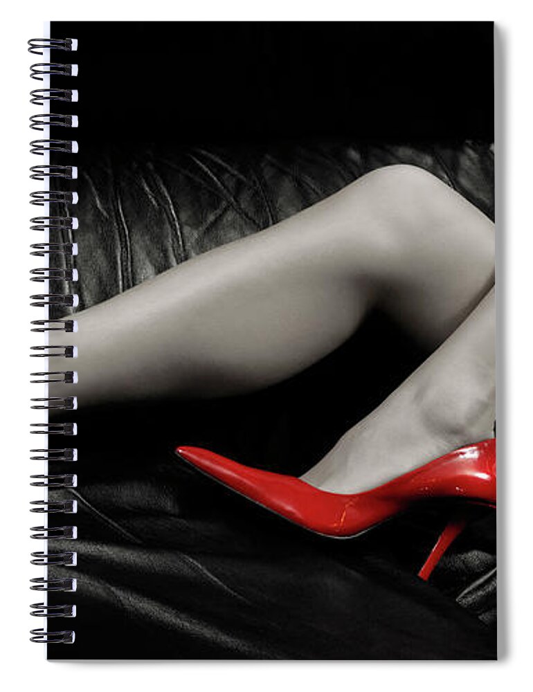 Legs Spiral Notebook featuring the photograph Sexy Woman Legs in Red High Heels by Maxim Images Exquisite Prints