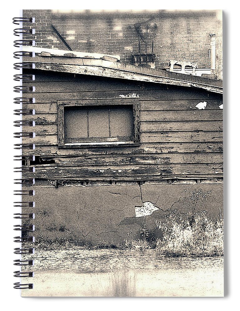 Shack Spiral Notebook featuring the photograph Shabby Shack By The Tracks by Phil Perkins
