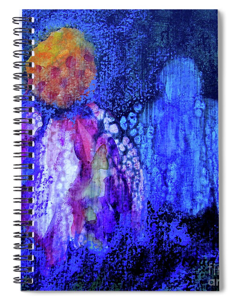Painting Spiral Notebook featuring the painting Shadow Abstract Bloom by Kathy Braud