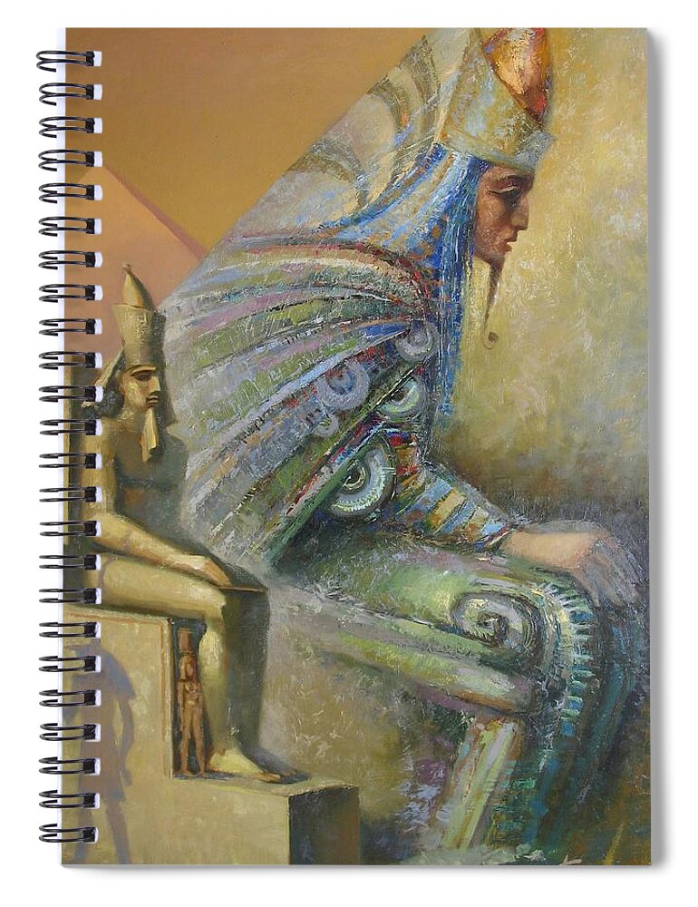 Egyptian God Spiral Notebook featuring the painting Shadows by Valentina Kondrashova