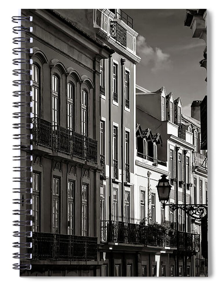 Lisbon Spiral Notebook featuring the photograph Shadowy Old Lisbon by Carol Japp